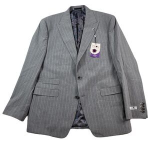 Tayion Collection Suit‎ Jacket Men 44L Grey Stripe Classic Wool Blazer $425 NEW